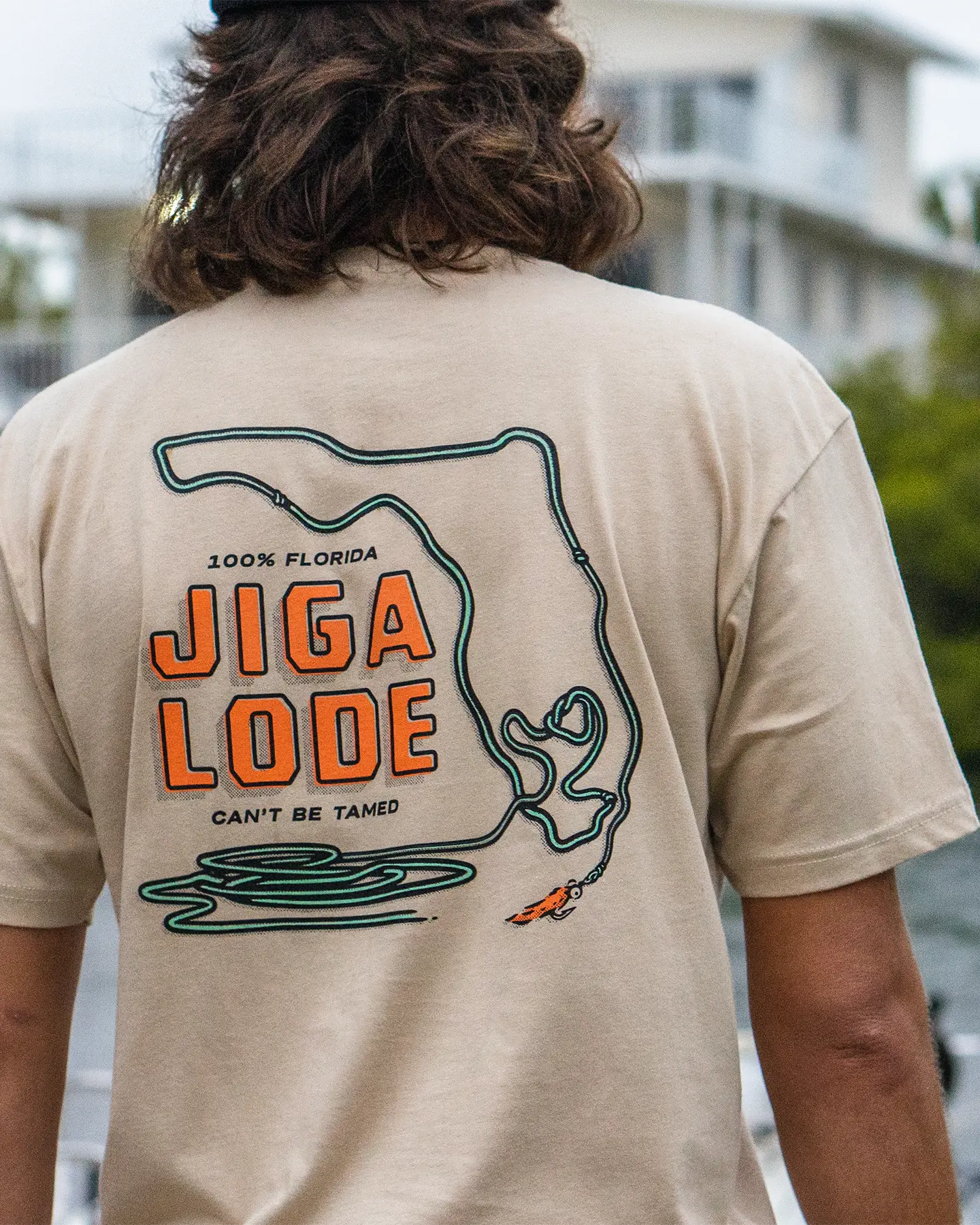 The Jigalode Florida Fly Tee. A fly fishing t-shirt in the shape of Florida