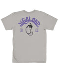 Stoned Crab fishing t-shirt featuring a crab claw holding a joint with smoke spelling out “Jigalode”