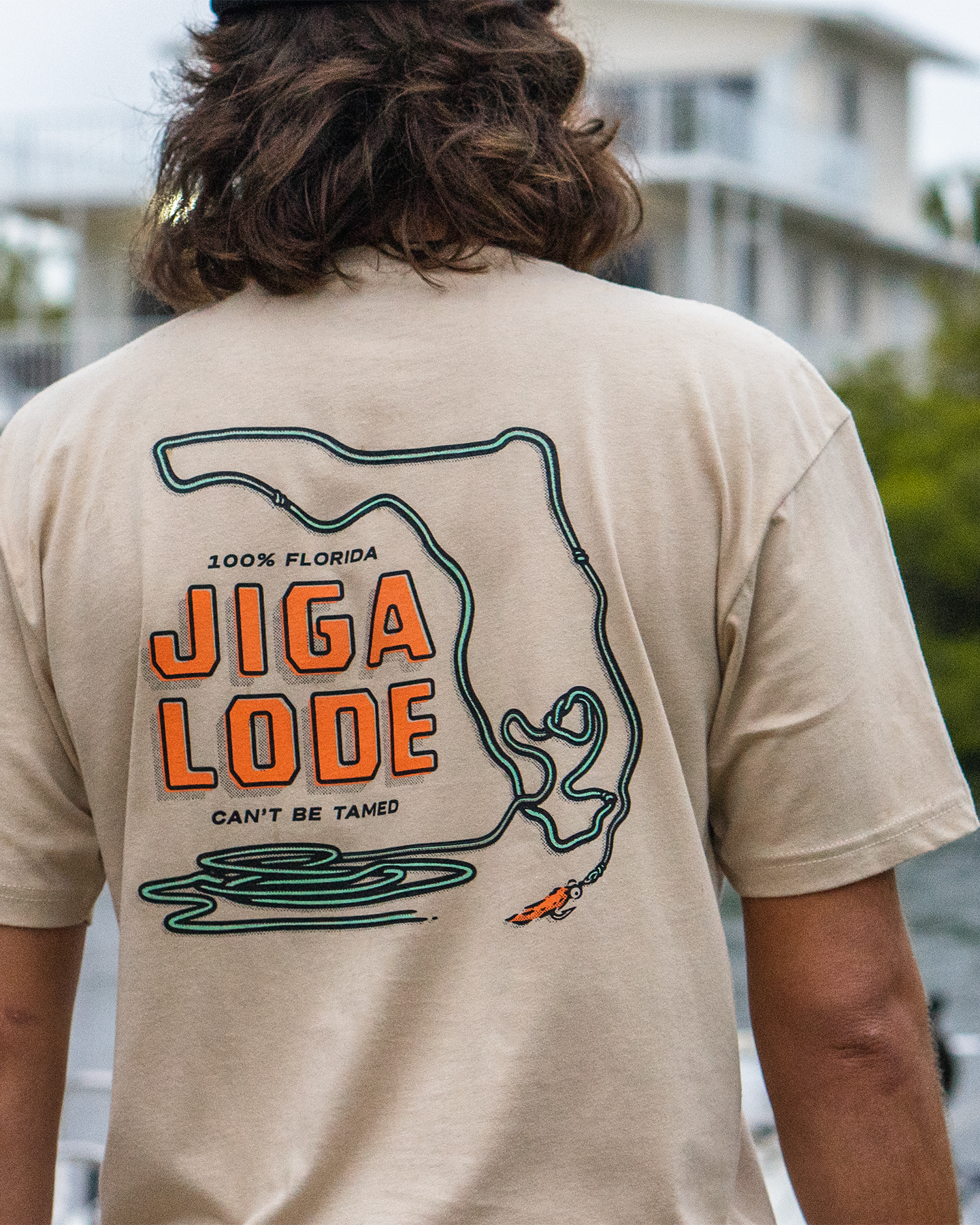 The Jigalode Florida Fly Tee. A fly fishing t-shirt in the shape of Florida 